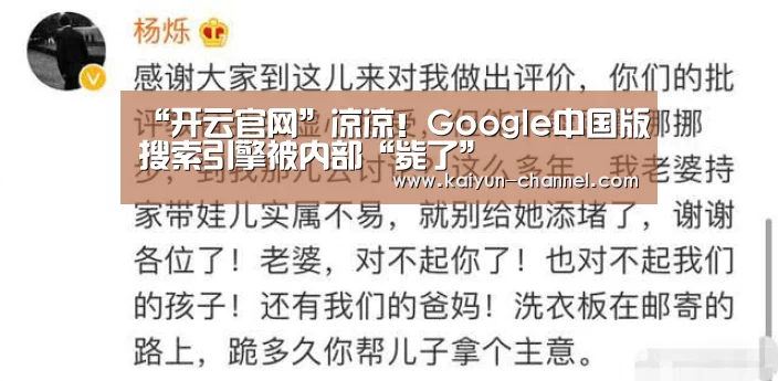 “开云官网”凉凉!Google中国版搜索引擎被内部“毙了”(图3) 赛事数据